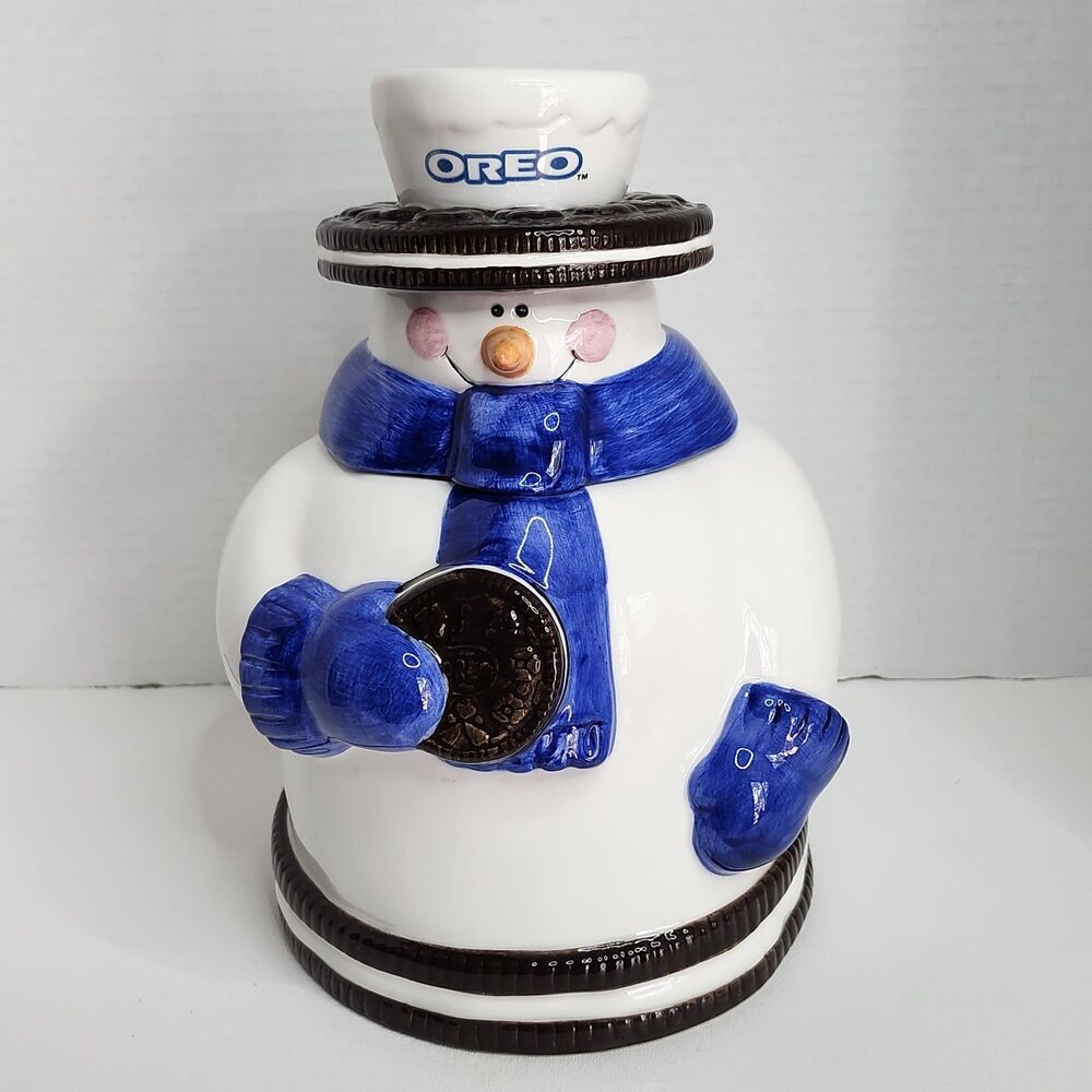 Oreo Snowman Cookie Jar Winter Christmas Collectible